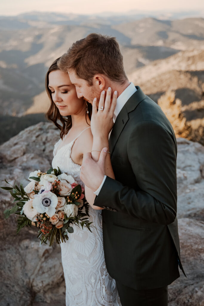 sunset bridal portraits at lost gulch lookout boulder colorado